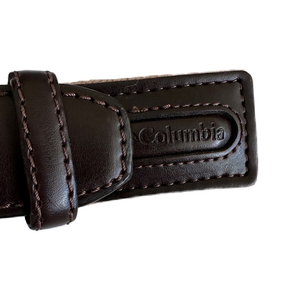 Columbia Woven Leather Mens Belt Tan and Brown - Picture 4 of 6